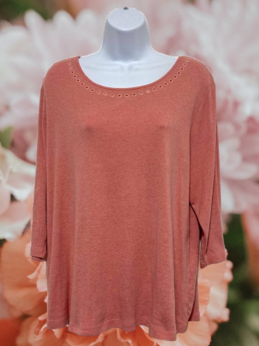 Christopher & Banks-Women's 1X-Plus Size Pullover Casual Top-Cotton & Polyester